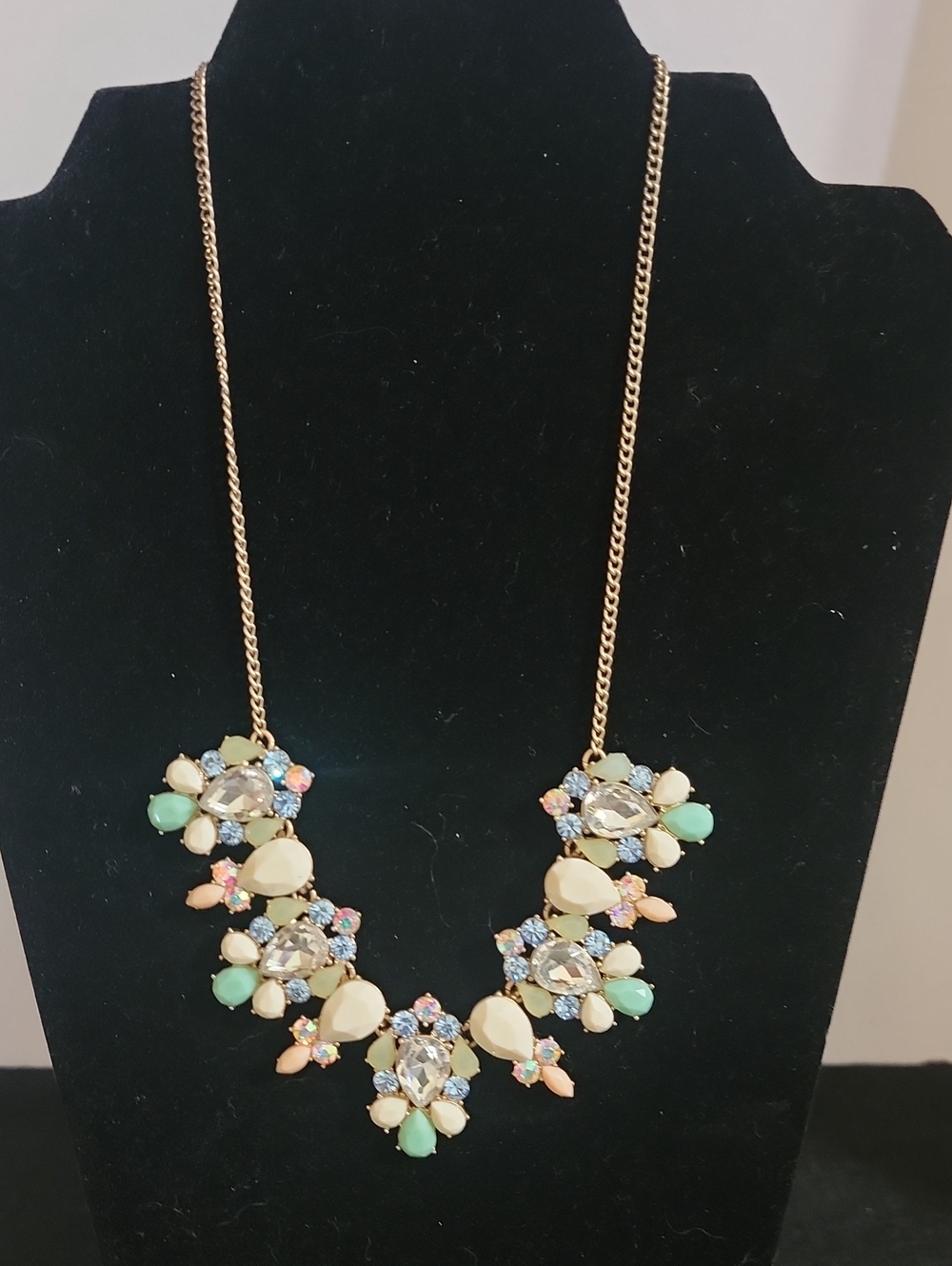 Statement Floral Cluster Necklace - Pastel Multi